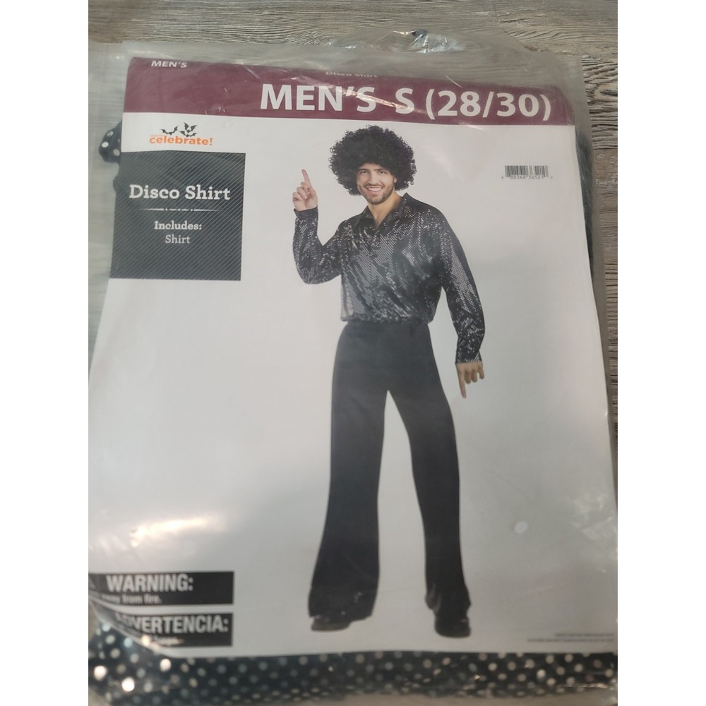 Costume Disco Shirt Men's S 28/30 Black shimmery light weight shinny